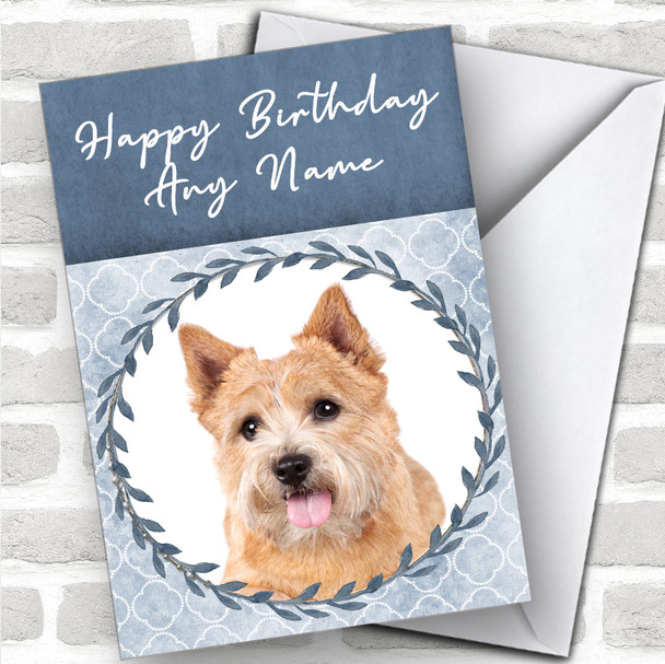 Norwich Terrier Dog Blue Animal Personalized Birthday Card