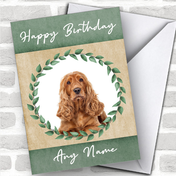 Cocker Spaniel Dog Green Animal Personalized Birthday Card