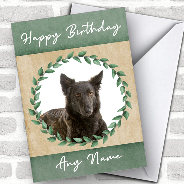 Dutch Shepherd Dog Green Animal Personalized Birthday Card