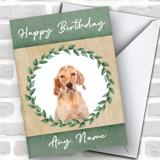 English Setter Dog Green Animal Personalized Birthday Card