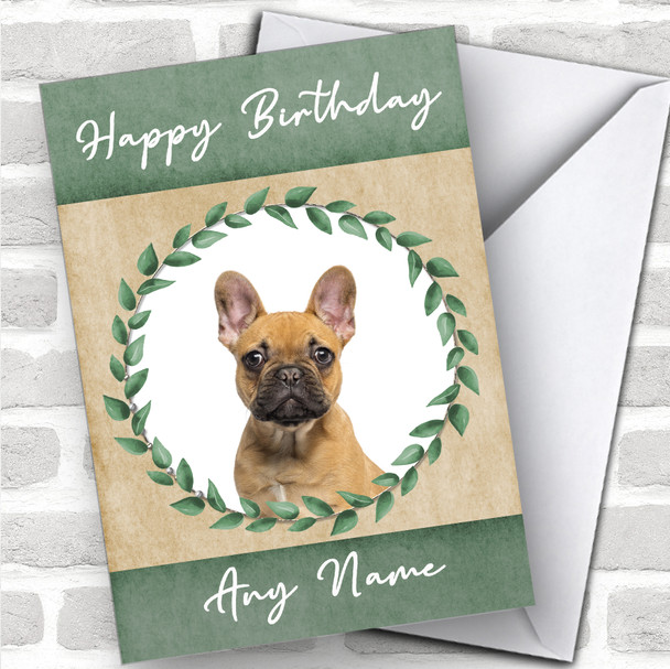 French Bulldog Dog Green Animal Personalized Birthday Card