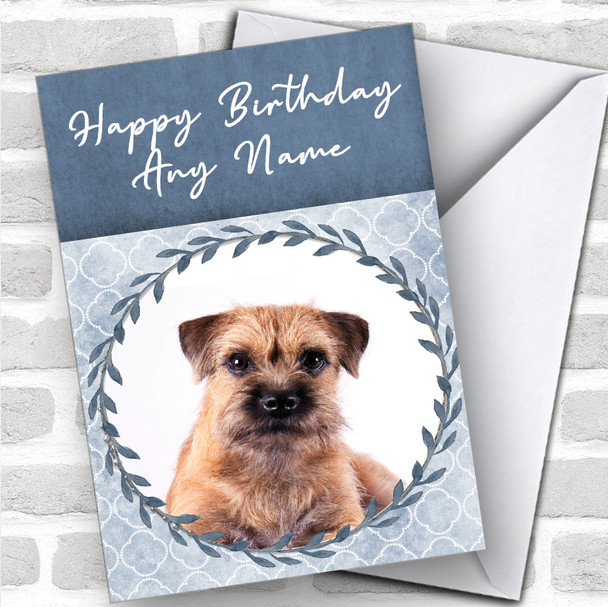 Border Terrier Dog Blue Animal Personalized Birthday Card