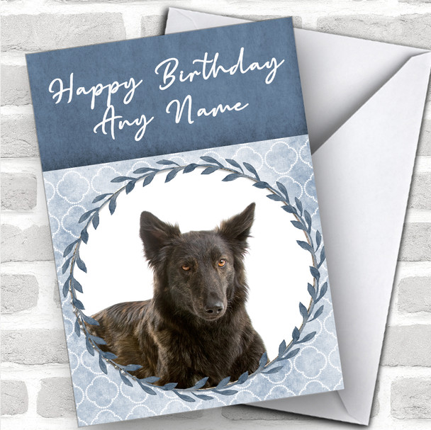 Dutch Shepherd Dog Blue Animal Personalized Birthday Card