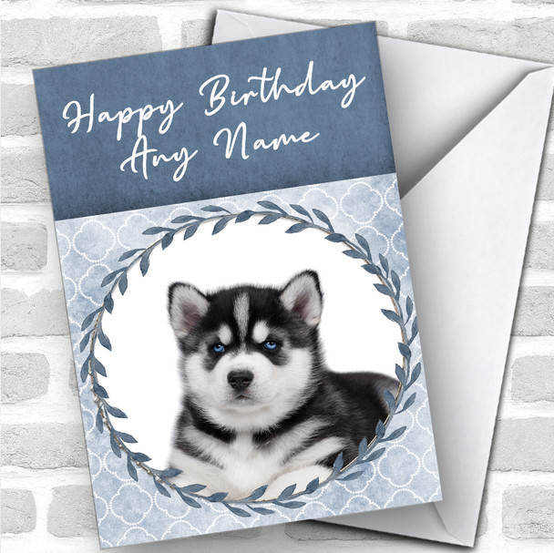 Siberian Husky Dog Blue Animal Personalized Birthday Card