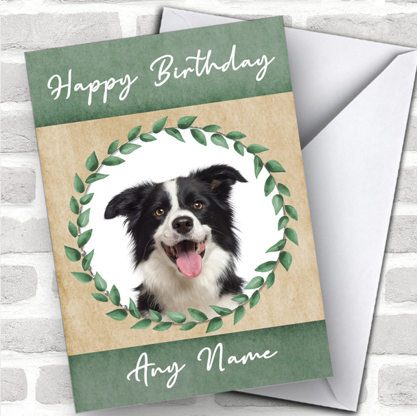 Border Collie Dog Green Animal Personalized Birthday Card