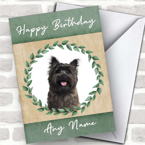 Cairn Terrier Dog Green Animal Personalized Birthday Card