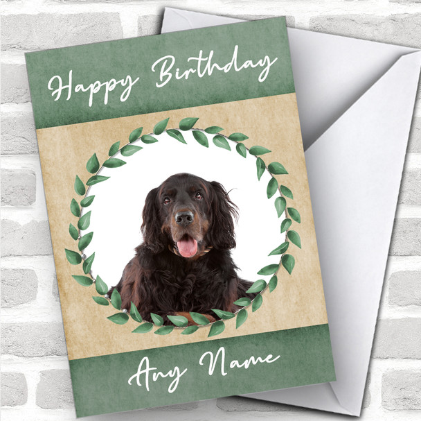 Gordon Setter Dog Green Animal Personalized Birthday Card