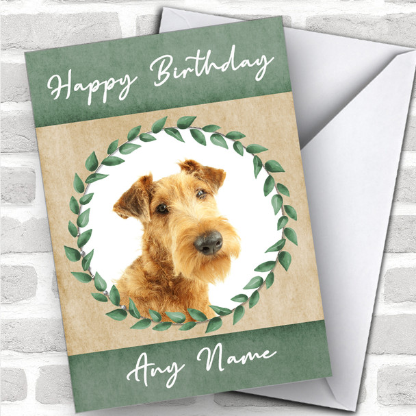 Irish Terrier Dog Green Animal Personalized Birthday Card