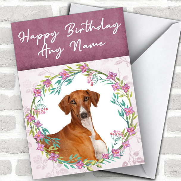Azawakh Dog Pink Floral Animal Personalized Birthday Card