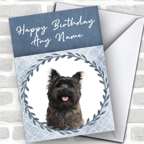 Cairn Terrier Dog Blue Animal Personalized Birthday Card