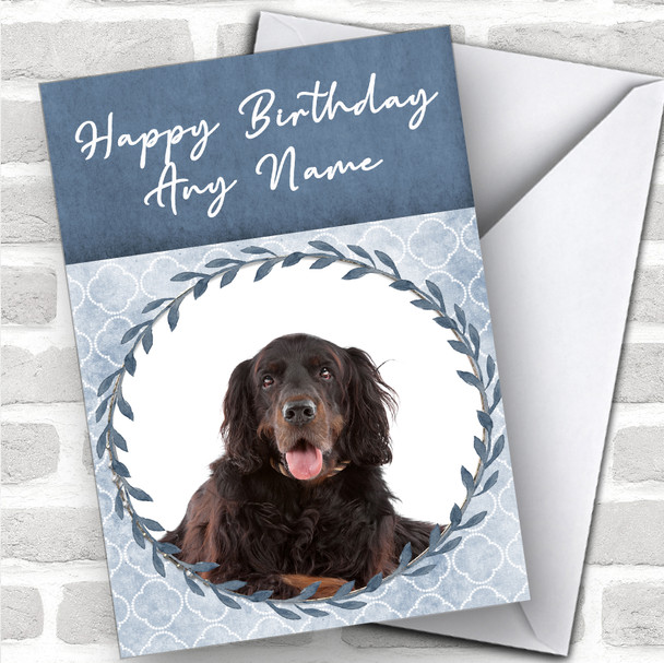 Gordon Setter Dog Blue Animal Personalized Birthday Card