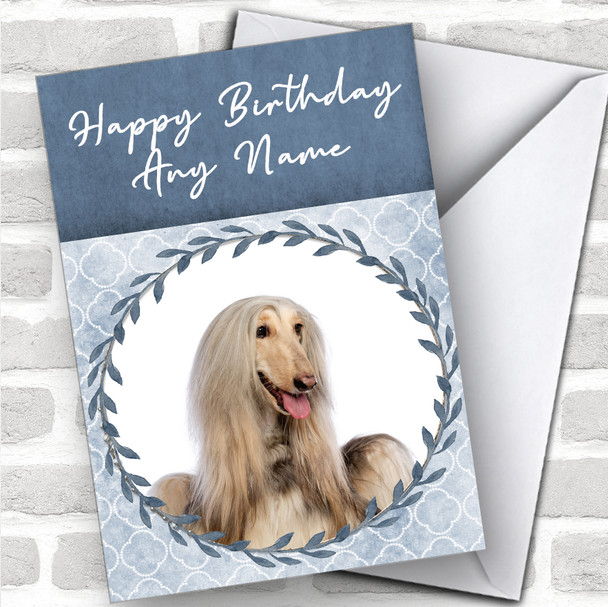 Afghan Hound Dog Blue Animal Personalized Birthday Card