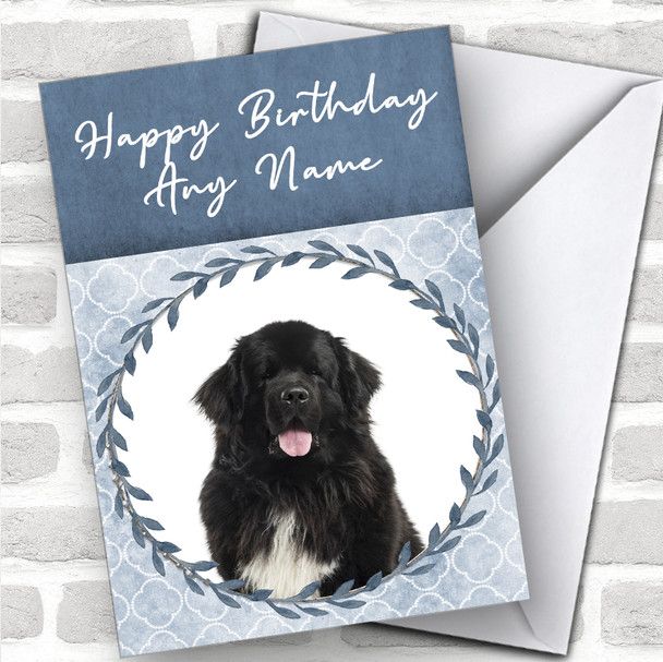 Newfoundland Dog Blue Animal Personalized Birthday Card