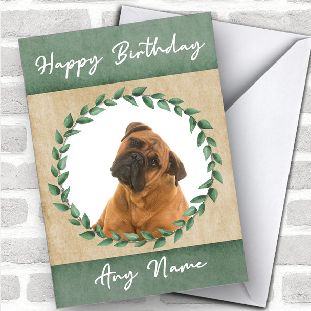 Bullmastiff Dog Green Animal Personalized Birthday Card
