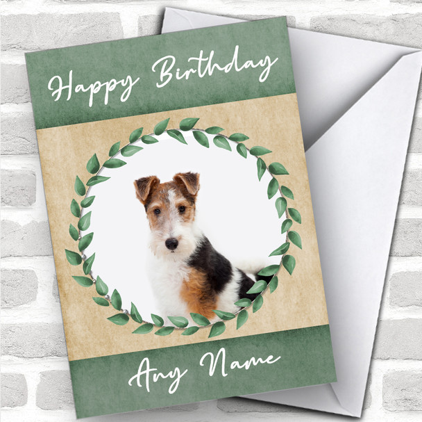 Fox Terrier Dog Green Animal Personalized Birthday Card