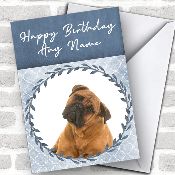 Bullmastiff Dog Blue Animal Personalized Birthday Card