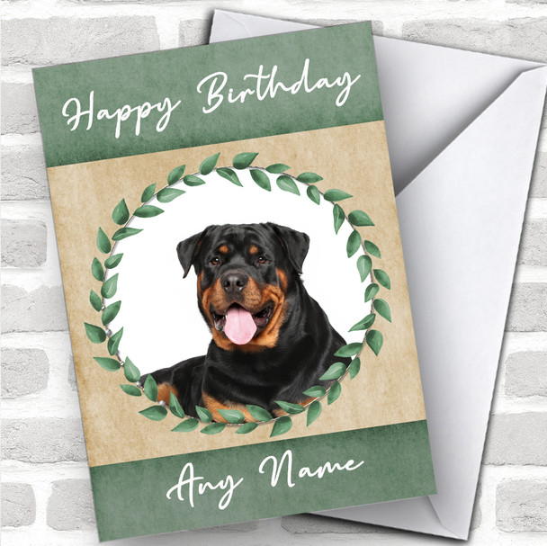 Rottweiler Dog Green Animal Personalized Birthday Card