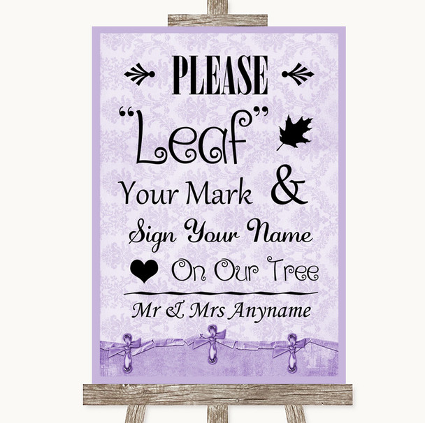 Lilac Shabby Chic Fingerprint Tree Instructions Personalized Wedding Sign