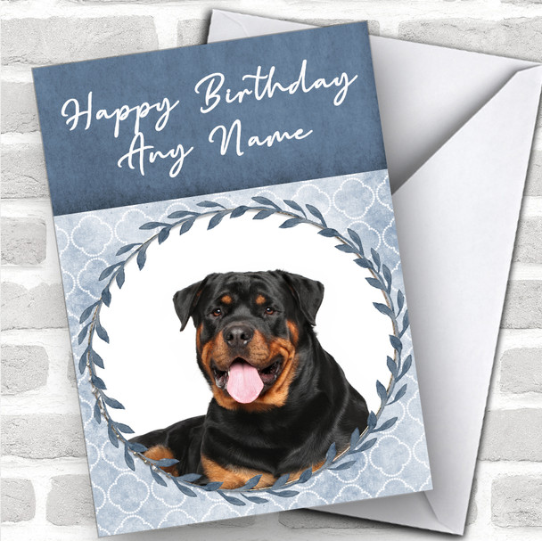 Rottweiler Dog Blue Animal Personalized Birthday Card