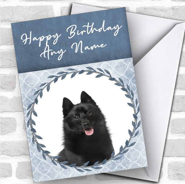 Schipperke Dog Blue Animal Personalized Birthday Card