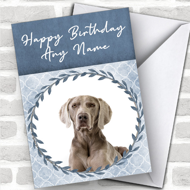 Weimaraner Dog Blue Animal Personalized Birthday Card