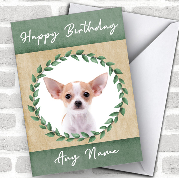 Chihuahua Dog Green Animal Personalized Birthday Card