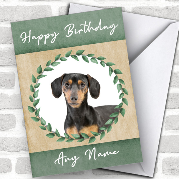 Dachshund Dog Green Animal Personalized Birthday Card