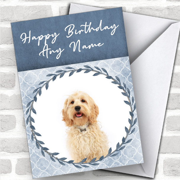 Cockapoo Dog Blue Animal Personalized Birthday Card