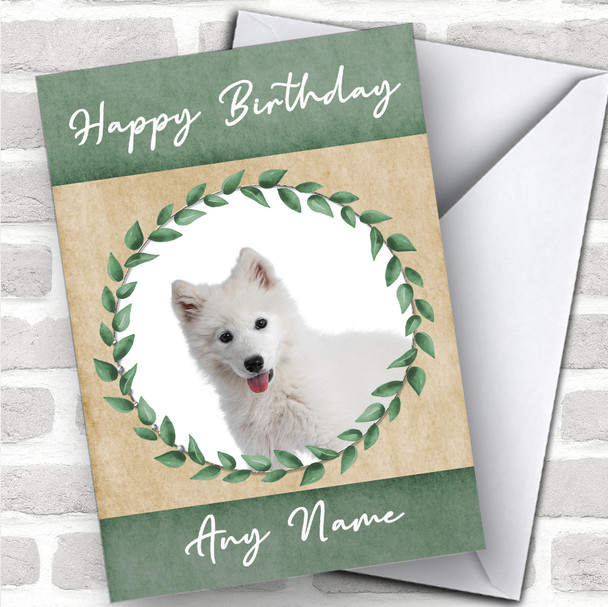 Samoyed Dog Green Animal Personalized Birthday Card