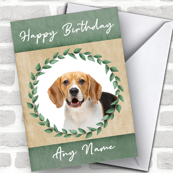 Beagle Dog Green Animal Personalized Birthday Card