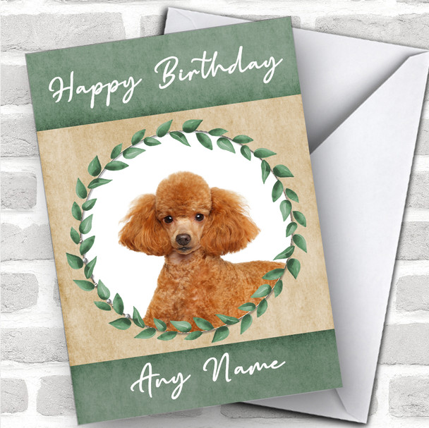 Poodle Dog Green Animal Personalized Birthday Card