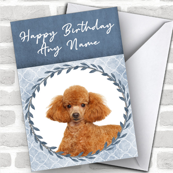 Poodle Dog Blue Animal Personalized Birthday Card