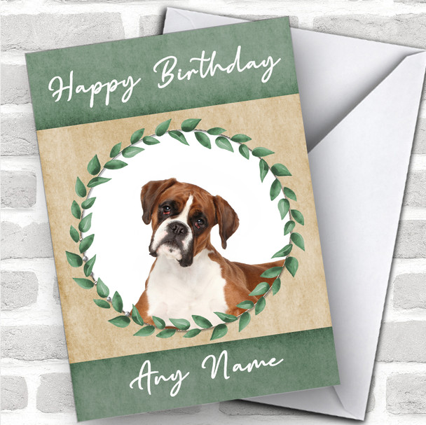 Boxer Dog Green Animal Personalized Birthday Card