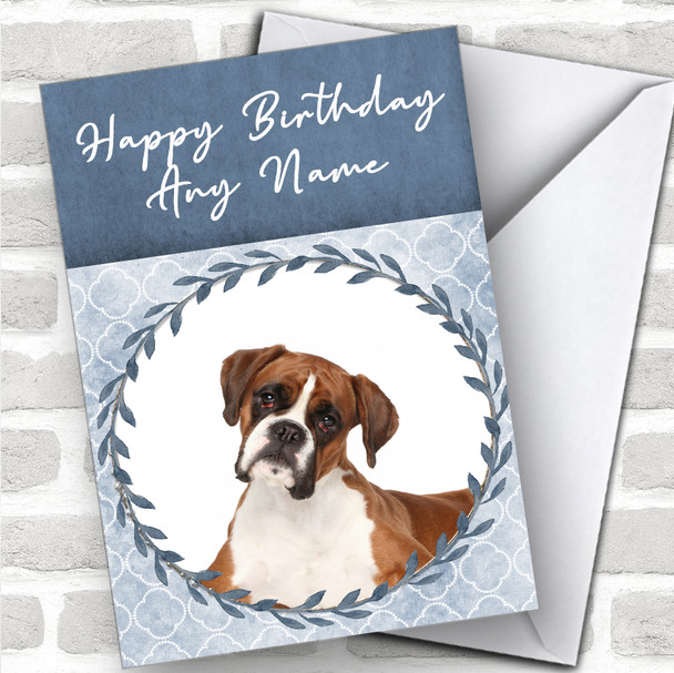 Boxer Dog Blue Animal Personalized Birthday Card