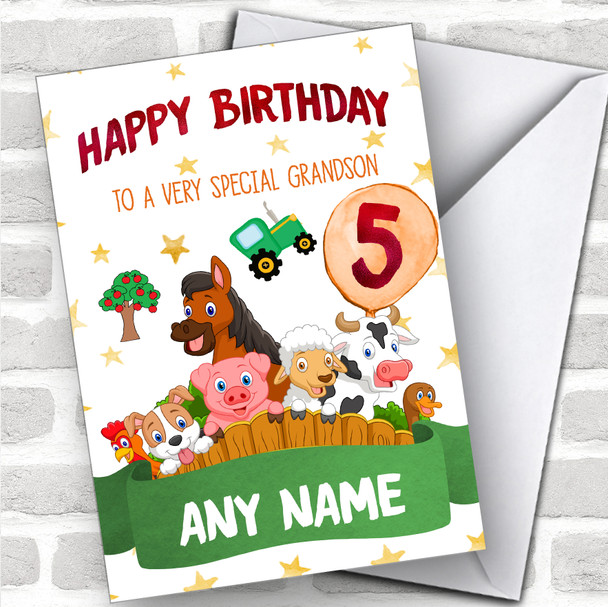 Personalized Boys Birthday Card Farm Animals 7Th 8Th 9Th 10Th 11Th 12Th Grandson