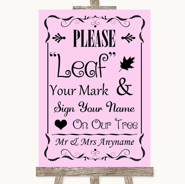 Pink Fingerprint Tree Instructions Personalized Wedding Sign