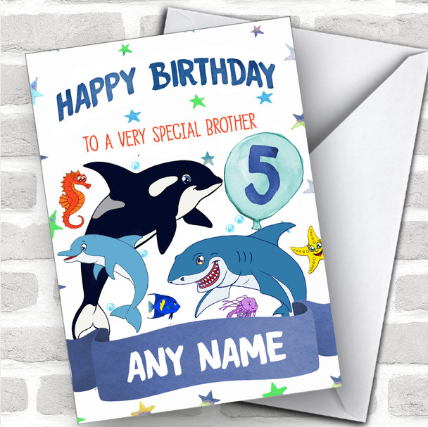 Personalized Boys Birthday Card Sea Life 7Th 8Th 9Th 10Th 11Th 12Th Brother