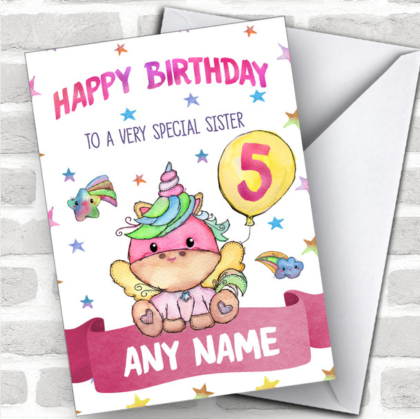 Personalized Girls Birthday Card Unicorn 1St 2Nd 3Rd 4Th 5Th 6Th 7Th Sister