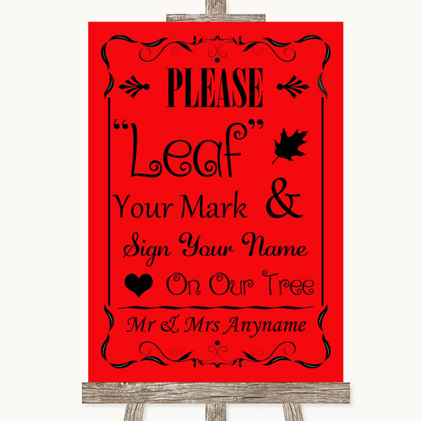 Red Fingerprint Tree Instructions Personalized Wedding Sign