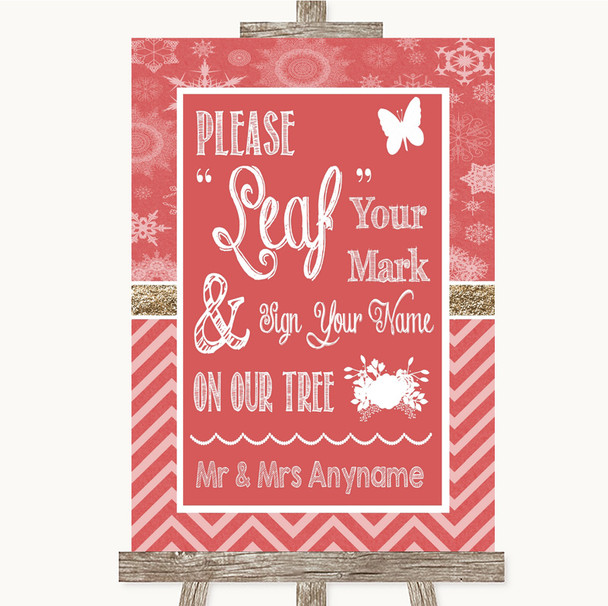 Red Winter Fingerprint Tree Instructions Personalized Wedding Sign