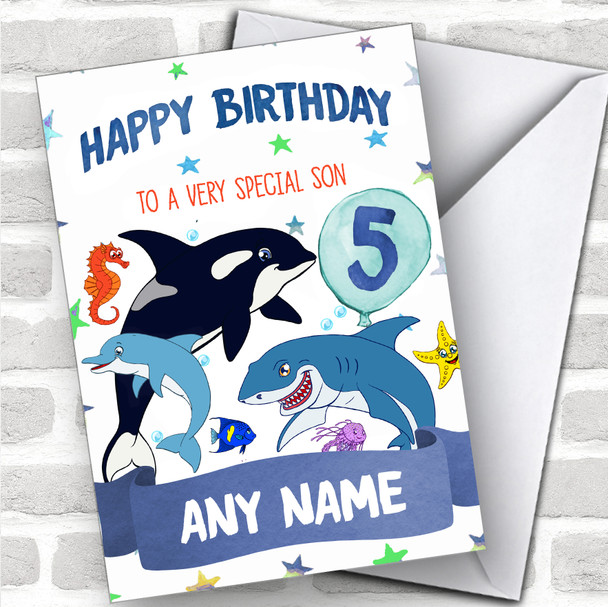 Personalized Boys Birthday Card Sea Life 1St 2Nd 3Rd 4Th 5Th 6Th Son