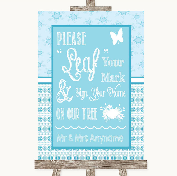 Winter Blue Fingerprint Tree Instructions Personalized Wedding Sign