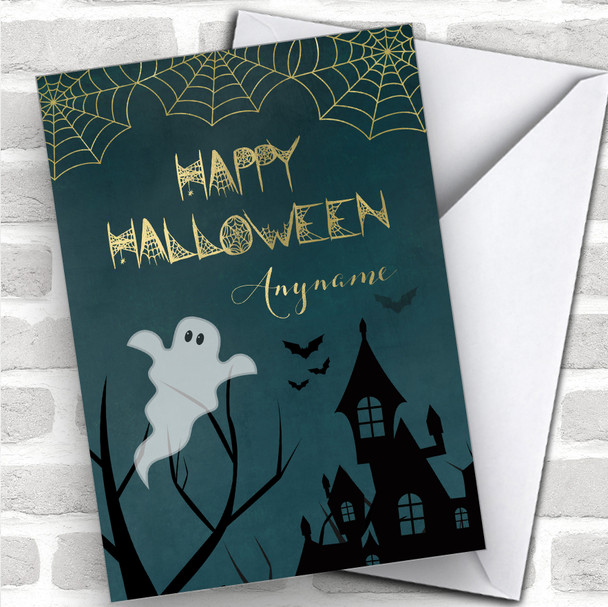 Haunted House Scary Ghoul Personalized Happy Halloween Card