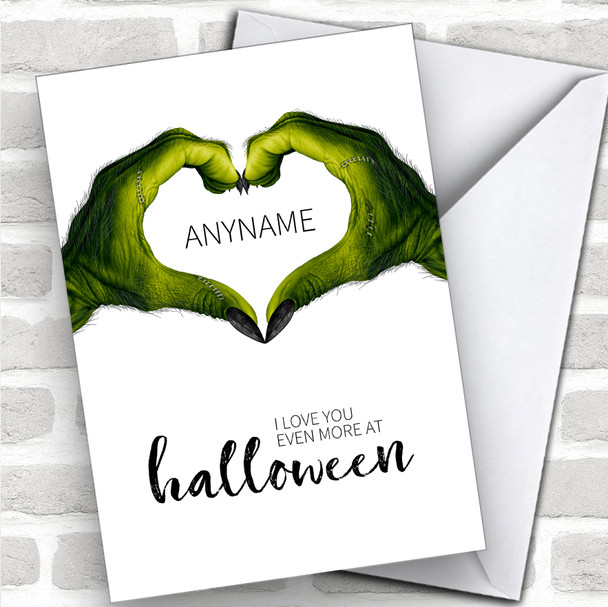 Scary Monster Hands Love Personalized Happy Halloween Card