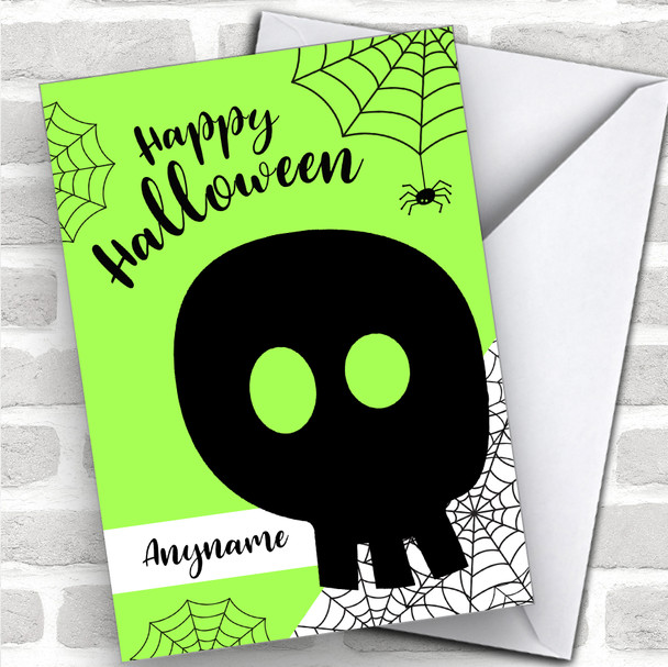 Silhouette Skull Personalized Happy Halloween Card