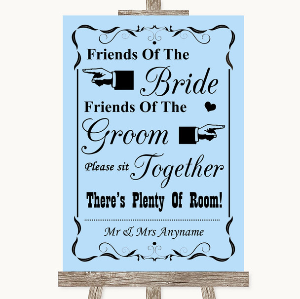 Blue Friends Of The Bride Groom Seating Personalized Wedding Sign