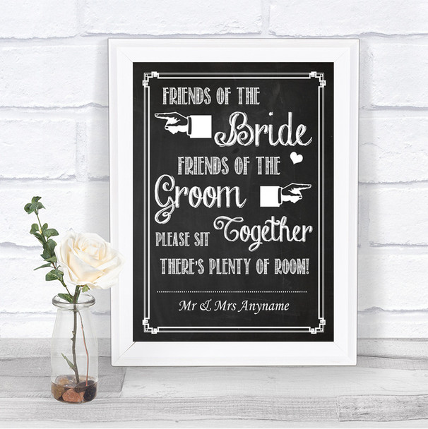 Chalk Sketch Friends Of The Bride Groom Seating Personalized Wedding Sign