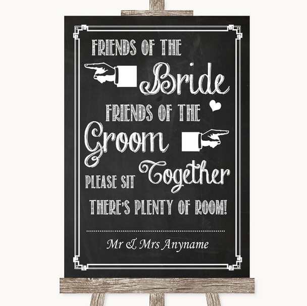 Chalk Sketch Friends Of The Bride Groom Seating Personalized Wedding Sign