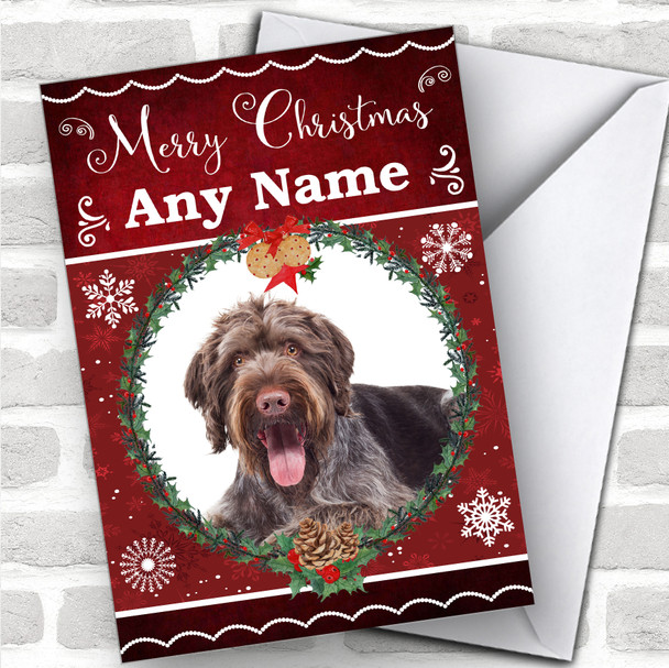 German Wirehaired Pointer Dog Traditional Animal Personalized Christmas Card