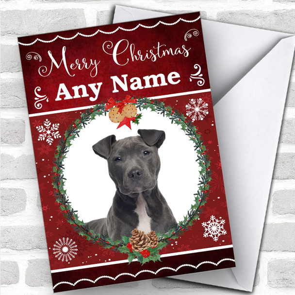 Staffordshire Terrier Dog Traditional Animal Personalized Christmas Card